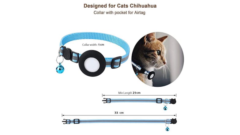 Kmall Quick Release Reflective Cat Collar with Bell, AirTag Holder - Orange