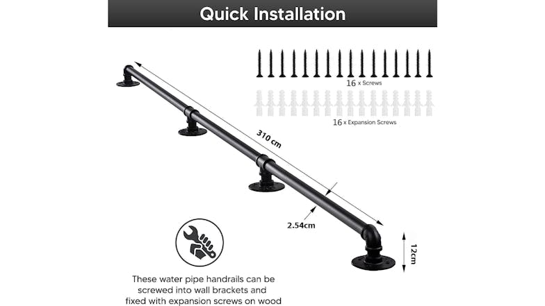 Kmall DIY Industrial Pipe Design Stairway Handrail 310cm