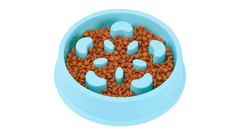 Kmall Plastic Slow Feeder Pet Bowl - Blue