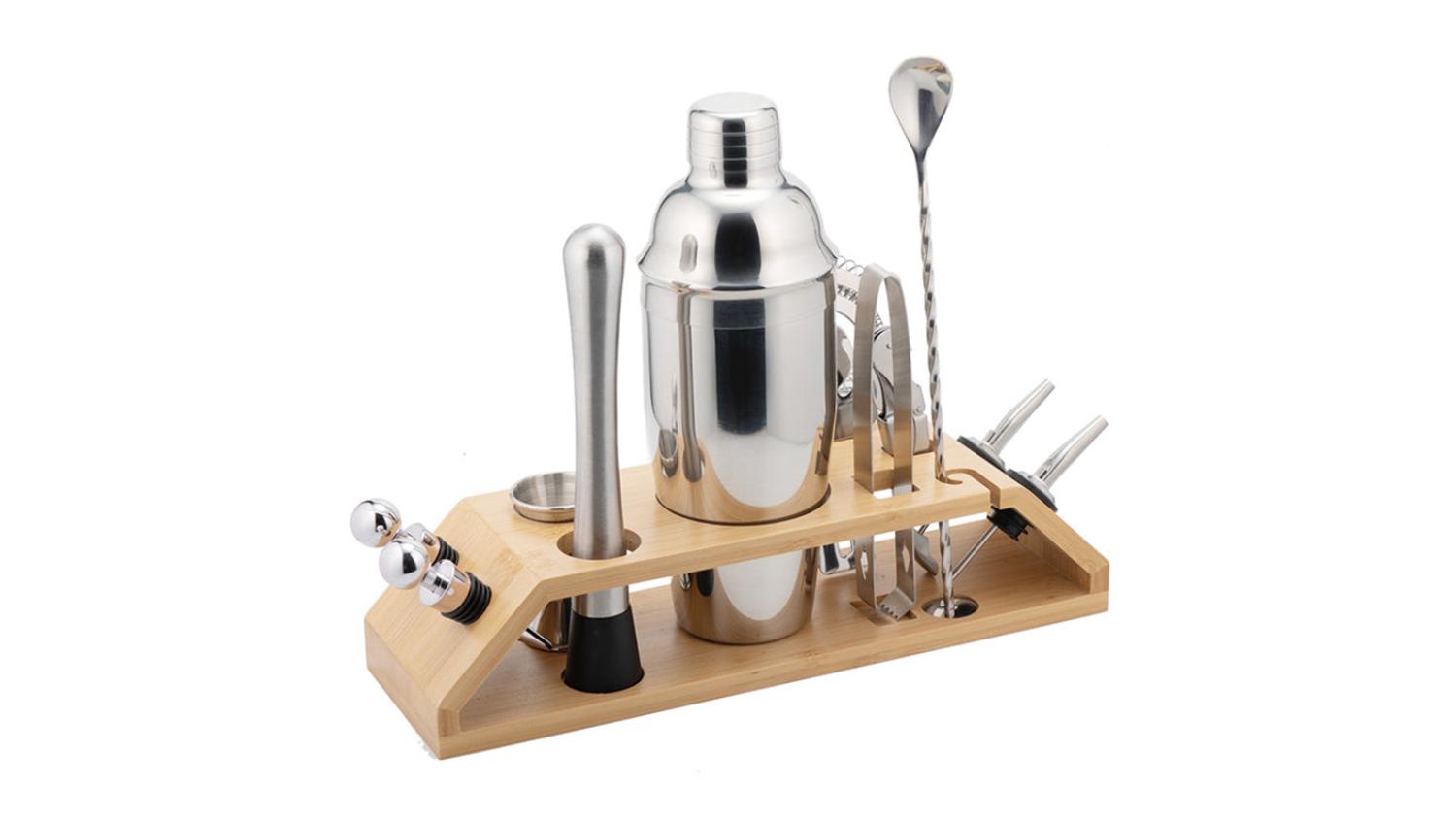 Kmall Cocktail Equipment & Shaker Set with Stand 12pcs. - Silver