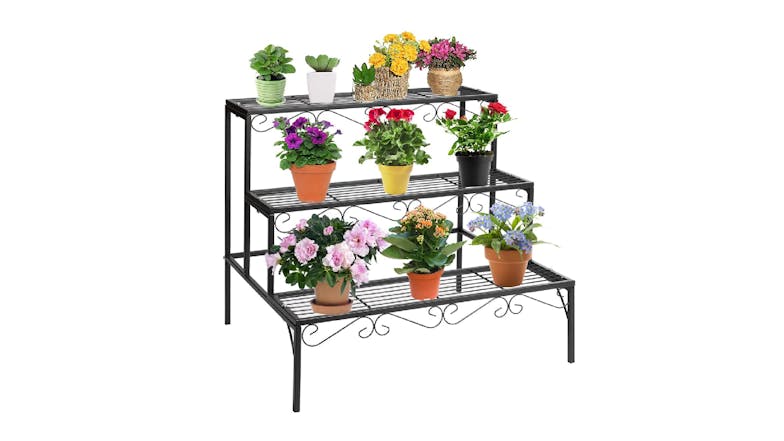 Kmall 3-Tier Stepped Wire Plant Stand - Black