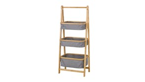 Kmall 3-Tier Standing A-Frame Bamboo Bathroom Hamper with Rack