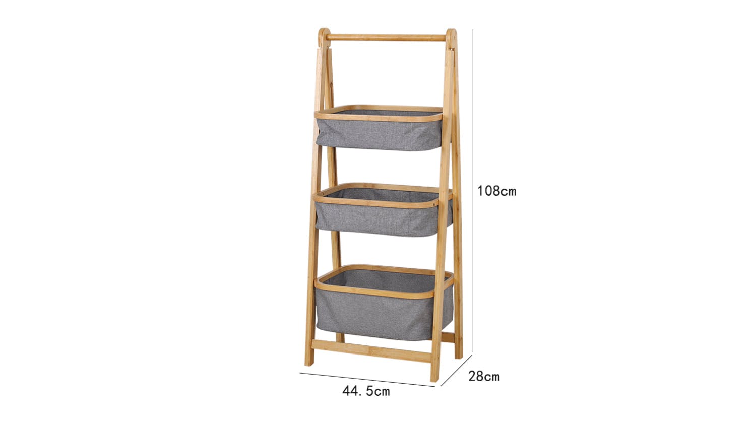 Kmall 3-Tier Standing A-Frame Bamboo Bathroom Hamper with Rack