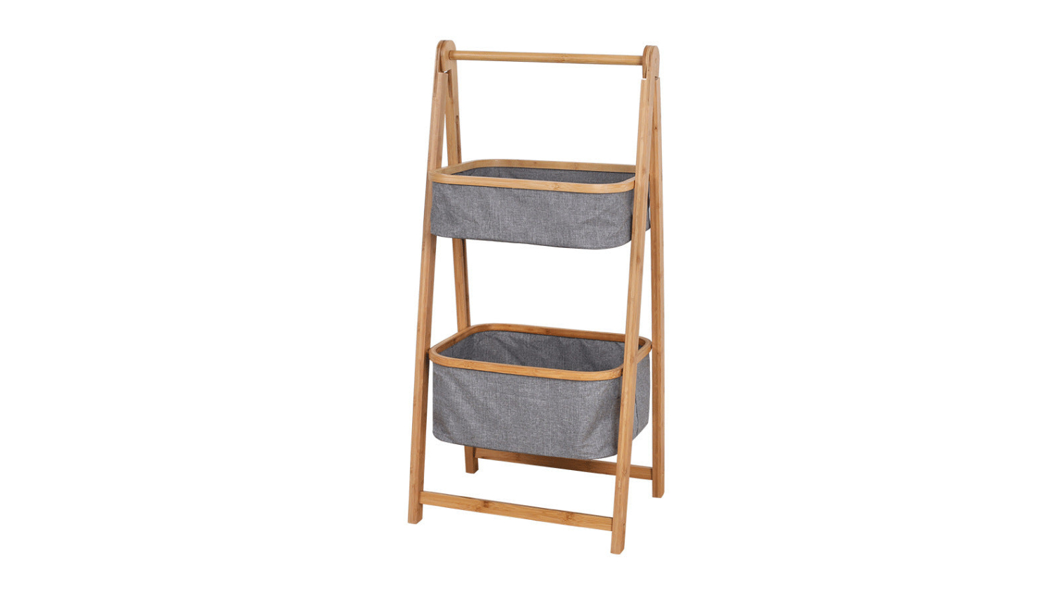 Kmall 2-Tier Standing A-Frame Bamboo Bathroom Hamper