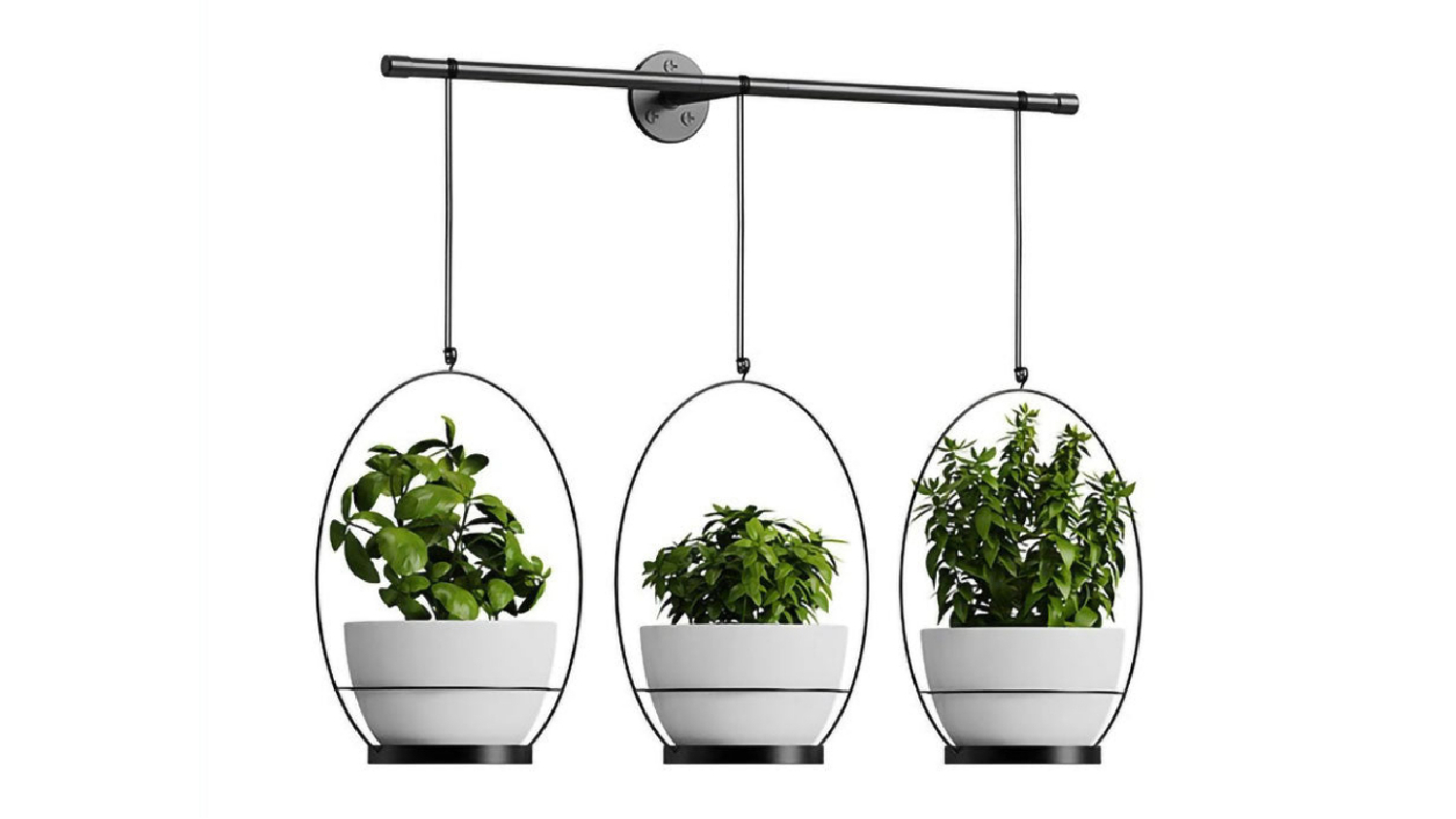 Kmall 3 Pot Modern Oval Decorative Plant Hanger - Black