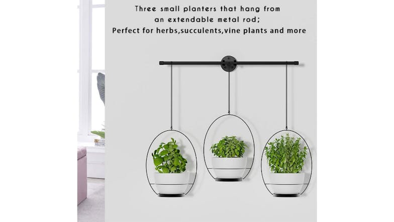 Kmall 3 Pot Modern Oval Decorative Plant Hanger - Black
