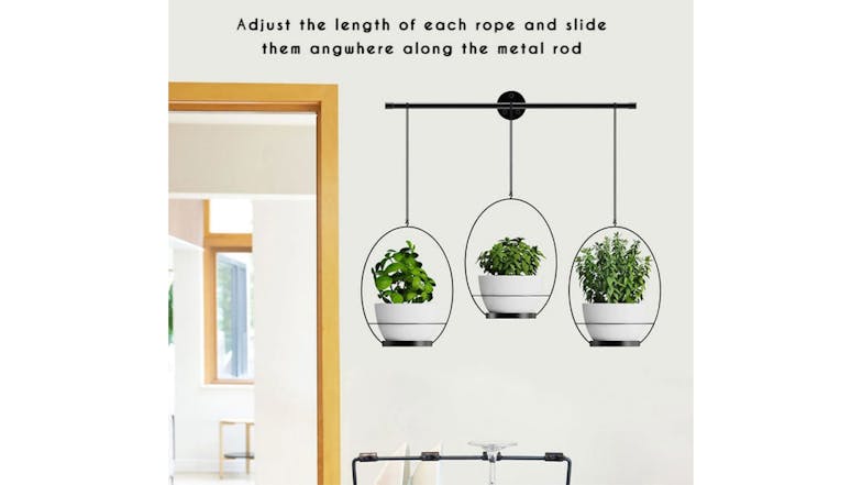 Kmall 3 Pot Modern Oval Decorative Plant Hanger - Black