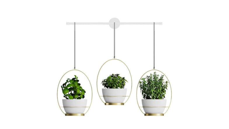 Kmall 3 Pot Modern Oval Decorative Plant Hanger - White