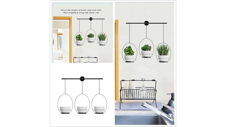 Kmall 3 Pot Modern Oval Decorative Plant Hanger - White