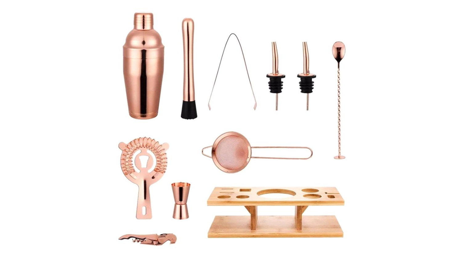 Kmall Cocktail Equipment & Shaker Set 11pcs. - Rose Gold