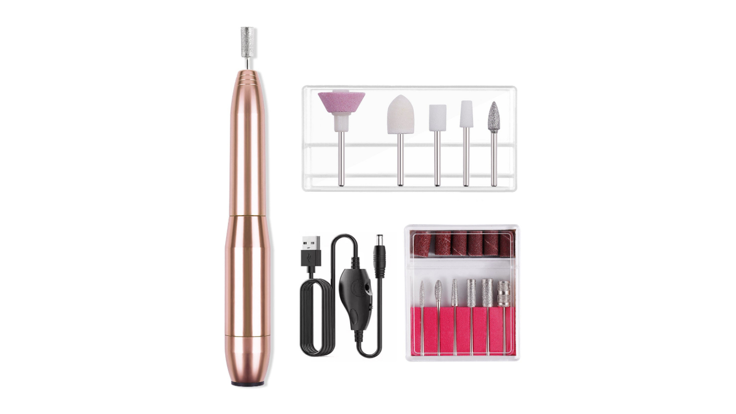 Kmall Nail Grinding Tool with Interchangable Bits 11pcs. - Gold