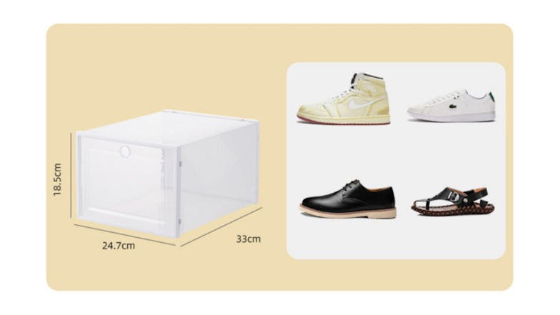 Kmall Plastic Stackable Shoe Storage Box with Lid 3pcs. - Black