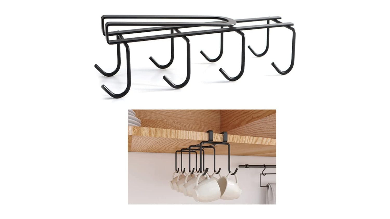 Kmall Shelf-Mounted Hanging Hook Rack 2pcs. - Black