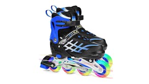 Kmall Children's Size-Adjustable Inline Skates Size EU 27-31 with Light-Up Wheels - Blue