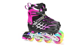Kmall Children's Size-Adjustable Inline Skates Size EU 27-31 with Light-Up Wheels - Pink