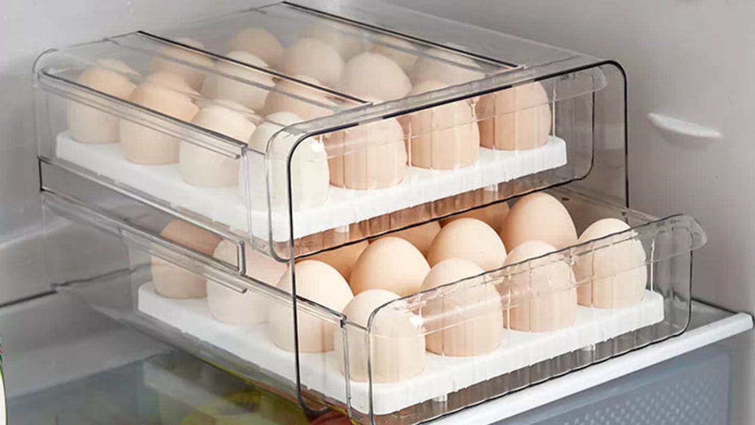 Kmall Plastic 32-Cell Refrigerator Egg Carton - White