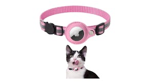 Kmall Quick Release Reflective Cat Collar with Bell, AirTag Holder - Pink