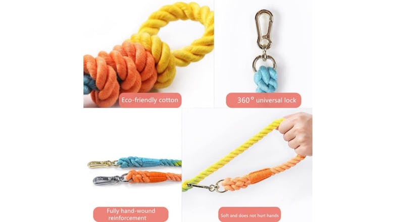 Kmall Soft Braided Rope Leash 150cm - Pastel Rainbow