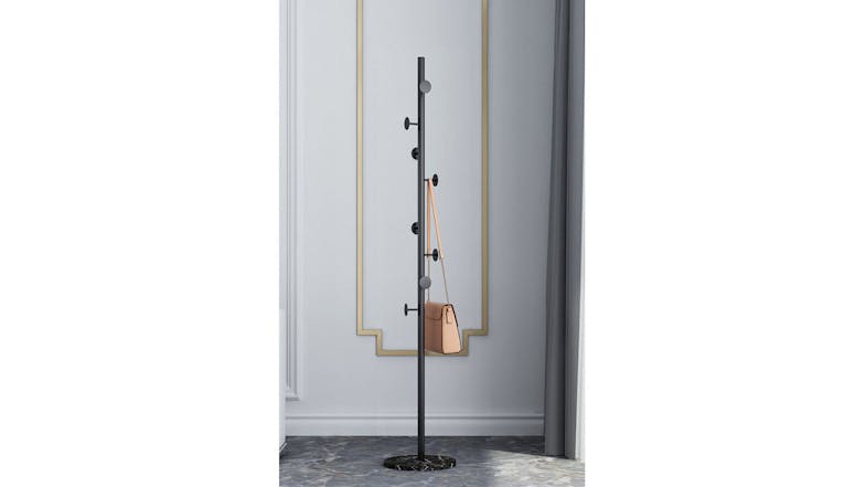 Kmall Dotty Design Metal Coat Stand with Marble Base - Black