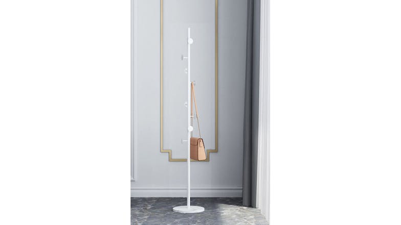 Kmall Dotty Design Metal Coat Stand with Marble Base - White