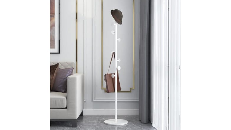 Kmall Dotty Design Metal Coat Stand with Marble Base - White