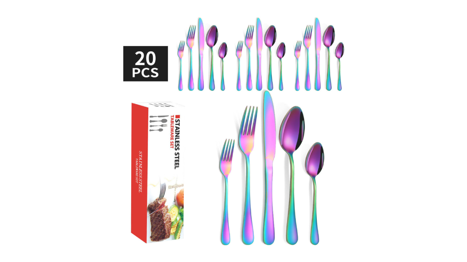 Kmall Stainless Steel Cutlery Set 20 pcs. - Anodized Finish