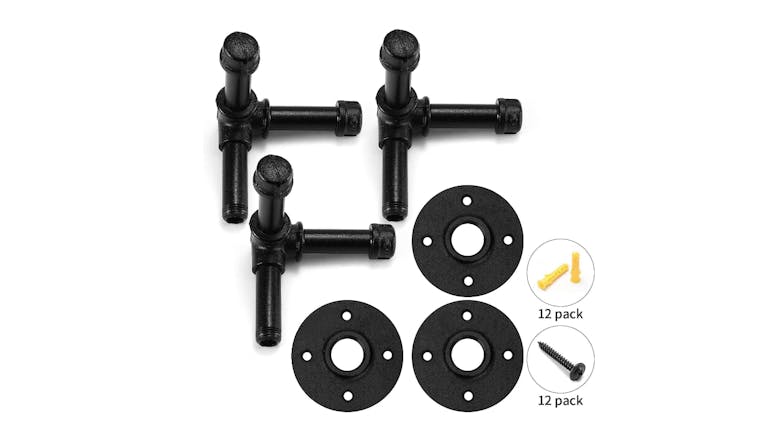 Kmall Industrial Pipe Wall Mounted V-Shape Coat Hook 3pcs. - Black