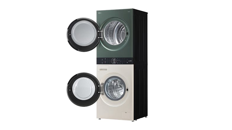 LG 12kg Front Loading Washing Machine and 9kg Dryer Stack - Forest Green & Beige (WWT-1209FGB)