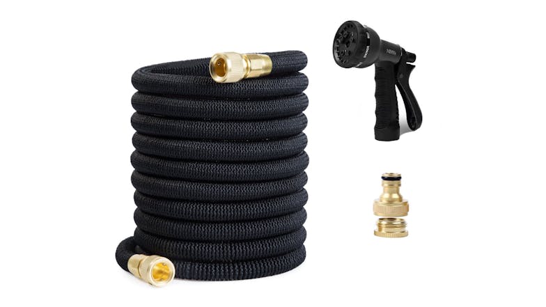 Kmall Expanding Garden Hose with Multi-Function Sprayhead 15m - Black