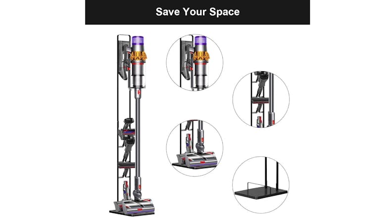 Kmall Dyson-Compatible Vacuum Stand with Accessory Storage - Black