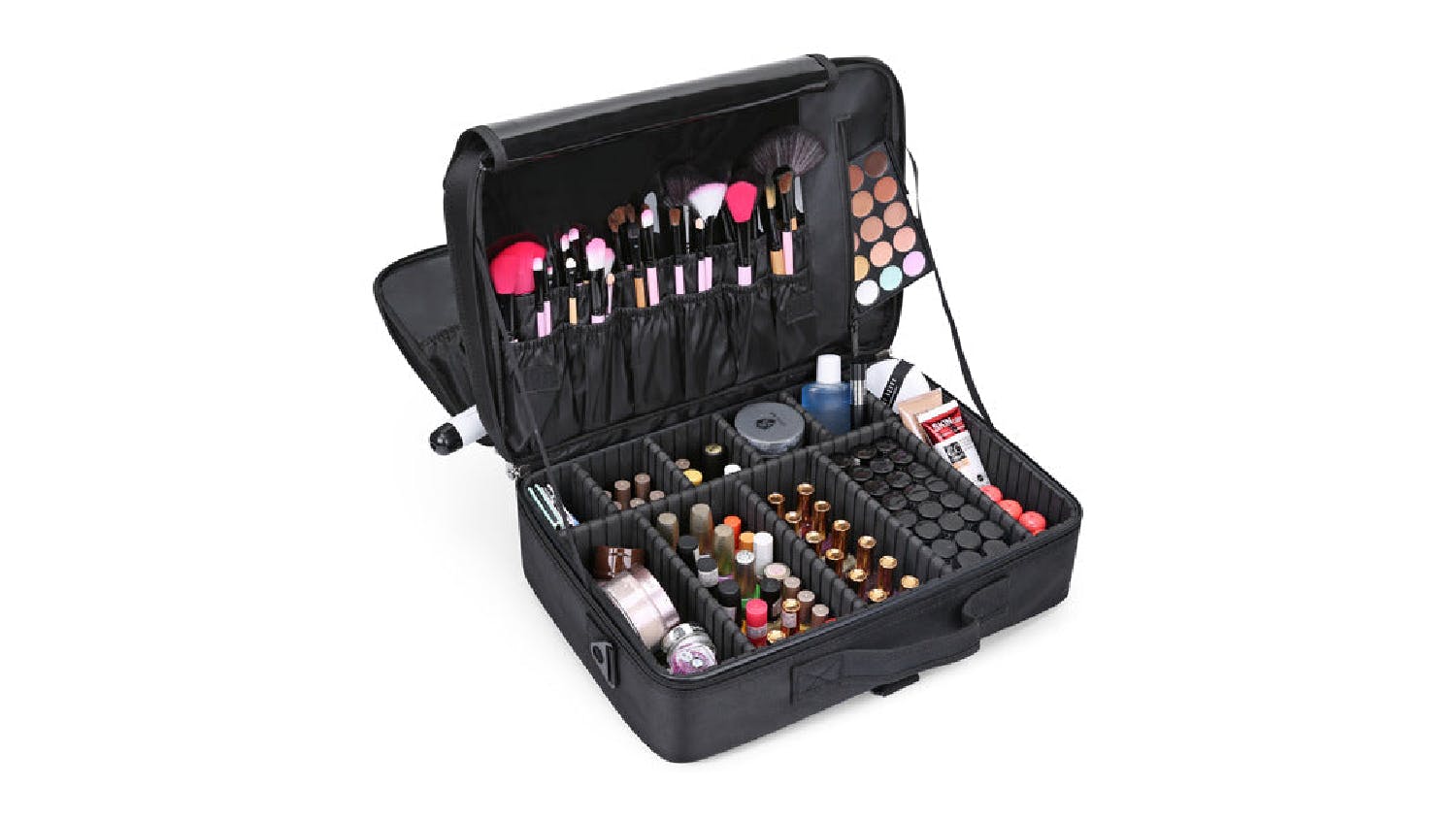 Kmall Professional Portable Make-Up Storage Case with Dividers, Shoulder Strap