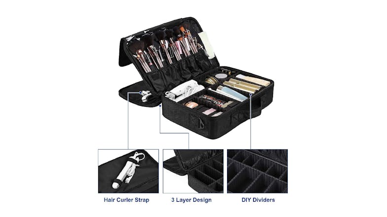 Kmall Professional Portable Make-Up Storage Case with Dividers, Shoulder Strap