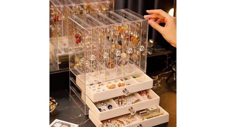 Kmall Acryllic 5-Slot 3-Drawer Jewelry Storage Case