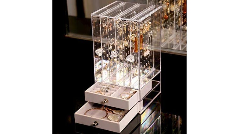 Kmall Acryllic 3-Slot 2-Drawer Jewelry Storage Case