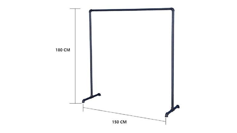 Kmall Industrial Pipe Standing Garment Rack 180 x 150cm - Matte Black