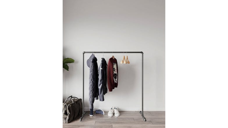 Kmall Industrial Pipe Standing Garment Rack 180 x 150cm - Matte Black