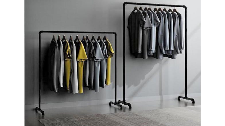 Kmall Industrial Pipe Standing Garment Rack 180 x 150cm - Matte Black