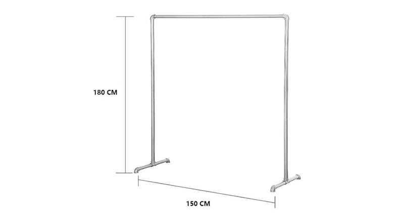 Kmall Industrial Pipe Standing Garment Rack 180 x 150cm - Silver