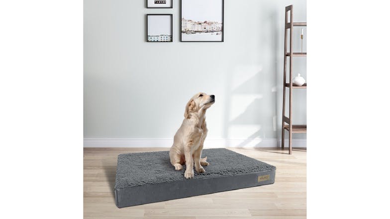 Kmall Eggcrate Foam Dog Bed with Nonslip Bottom, Washable Cover Large - Grey