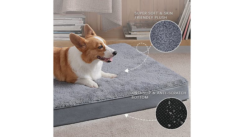 Kmall Eggcrate Foam Dog Bed with Nonslip Bottom, Washable Cover Medium - Grey