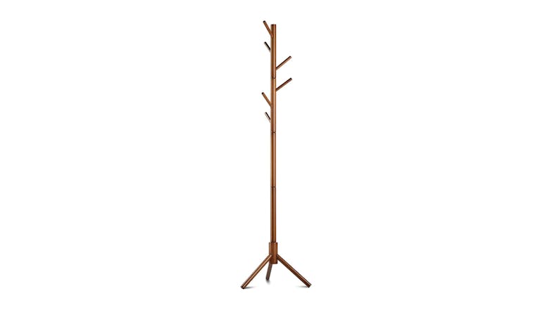 Kmall Wooden Look Coat Stand with Hanging Pegs - Warm Wood