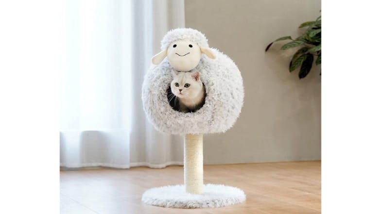 Kmall Cat Cubby with Sisal Scratching Post 77cm - Sheep