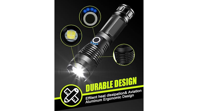 Kmall Rechargable LED Flashlight with Strap, Multi-Mode Function 18cm