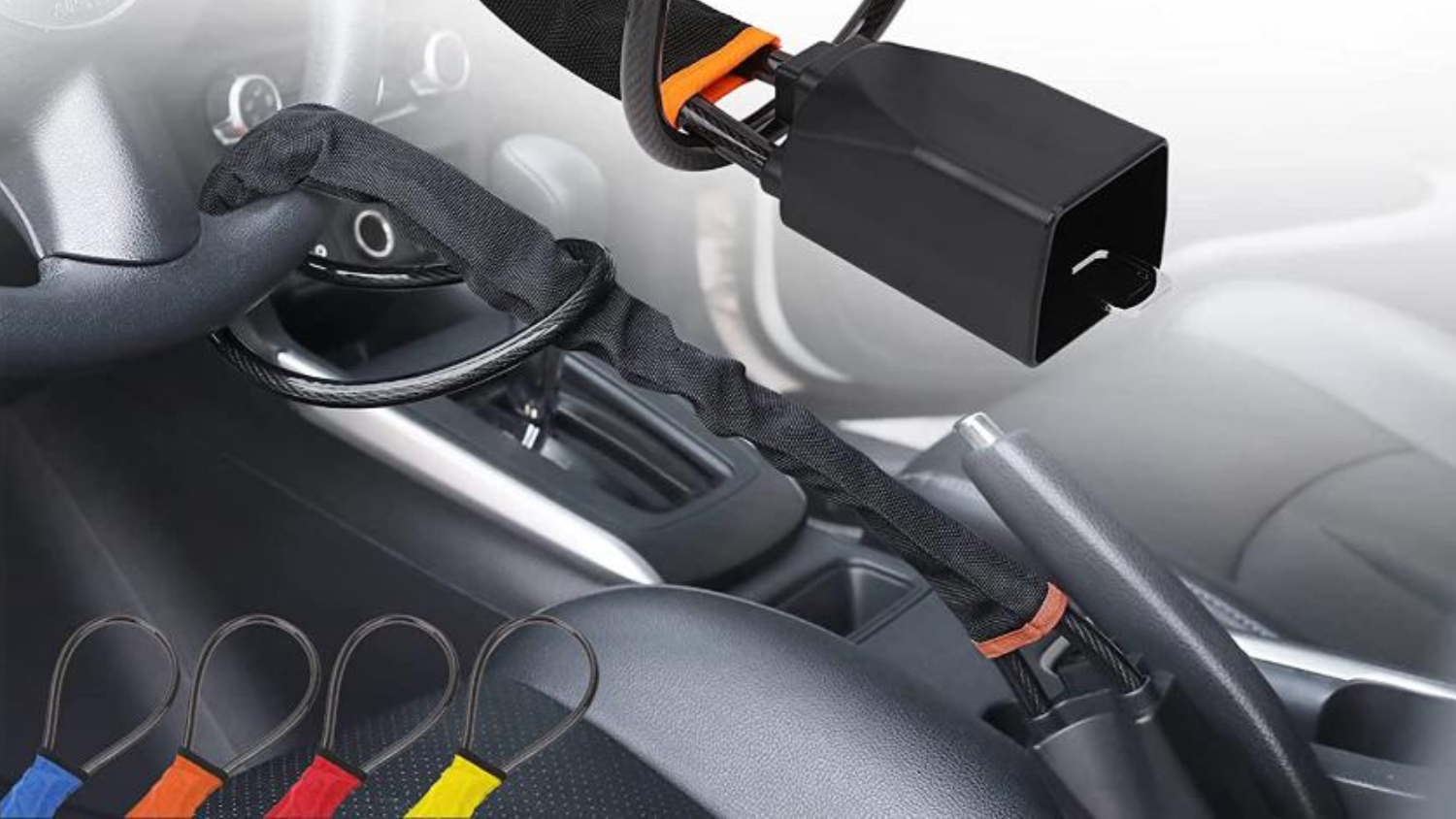 Kmall Anti-Theft Wire Steering Wheel Lock - Black