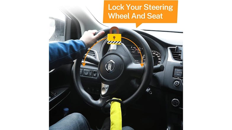 Kmall Anti-Theft Wire Steering Wheel Lock - Yellow