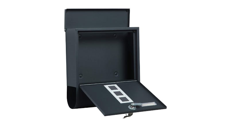 Kmall Lockable Mailbox with Number Slots, Name Plate, Circular Hole - Matte Black