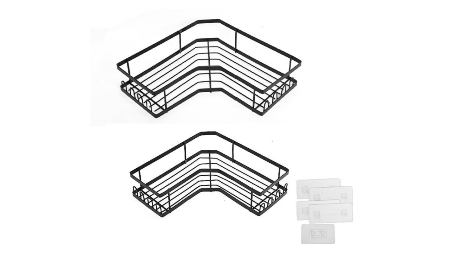 Kmall Metal Mesh Bathroom Corner Floating Shelves 2pcs. - Black