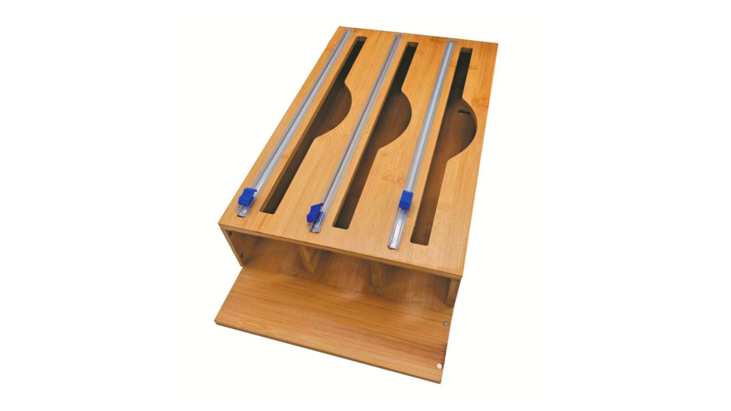 Kmall 3-in-1 Bamboo Kitchen Wrap Dispenser with Cutters