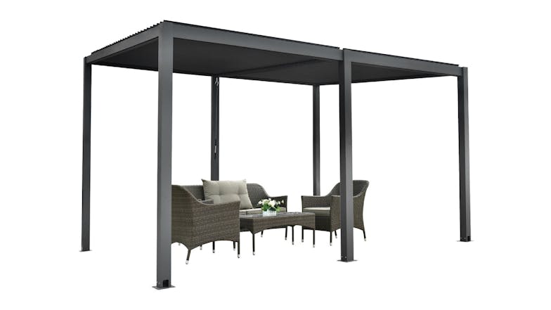 Kmall Louvre Roof Aluminium Pergola 3 x 4m - Black