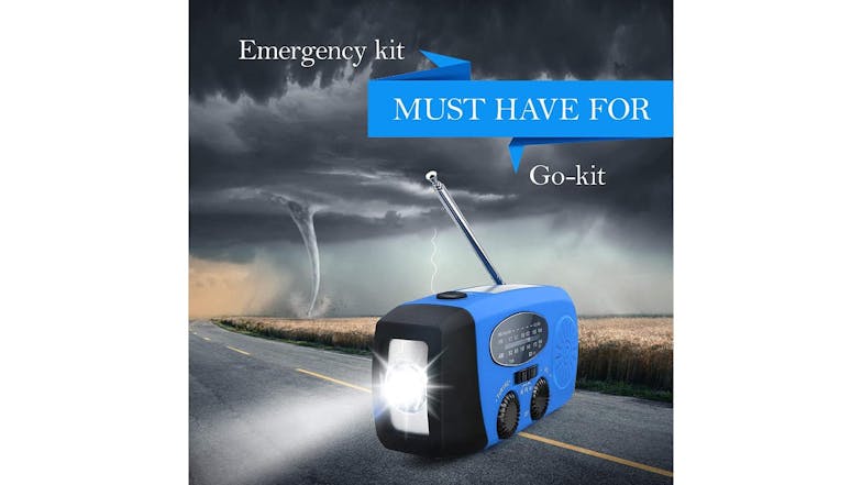 Kmall Emergency Handcrank AM/FM Radio & LED Flashlight with USB/Solar Charging